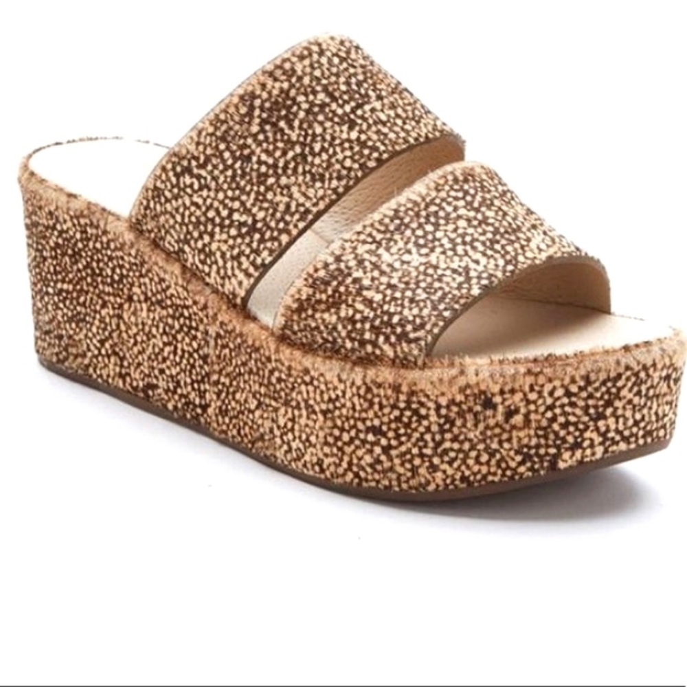 Matisse Struttin Fur Natural Spot Platform Sandals Wedge